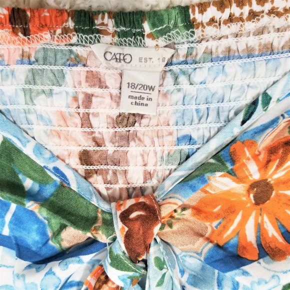 Top, Blouse. Aqua Coral Teal Multi, Floral Print. Cato Brand. Size 18/20W. NWT. - Picture 11 of 15